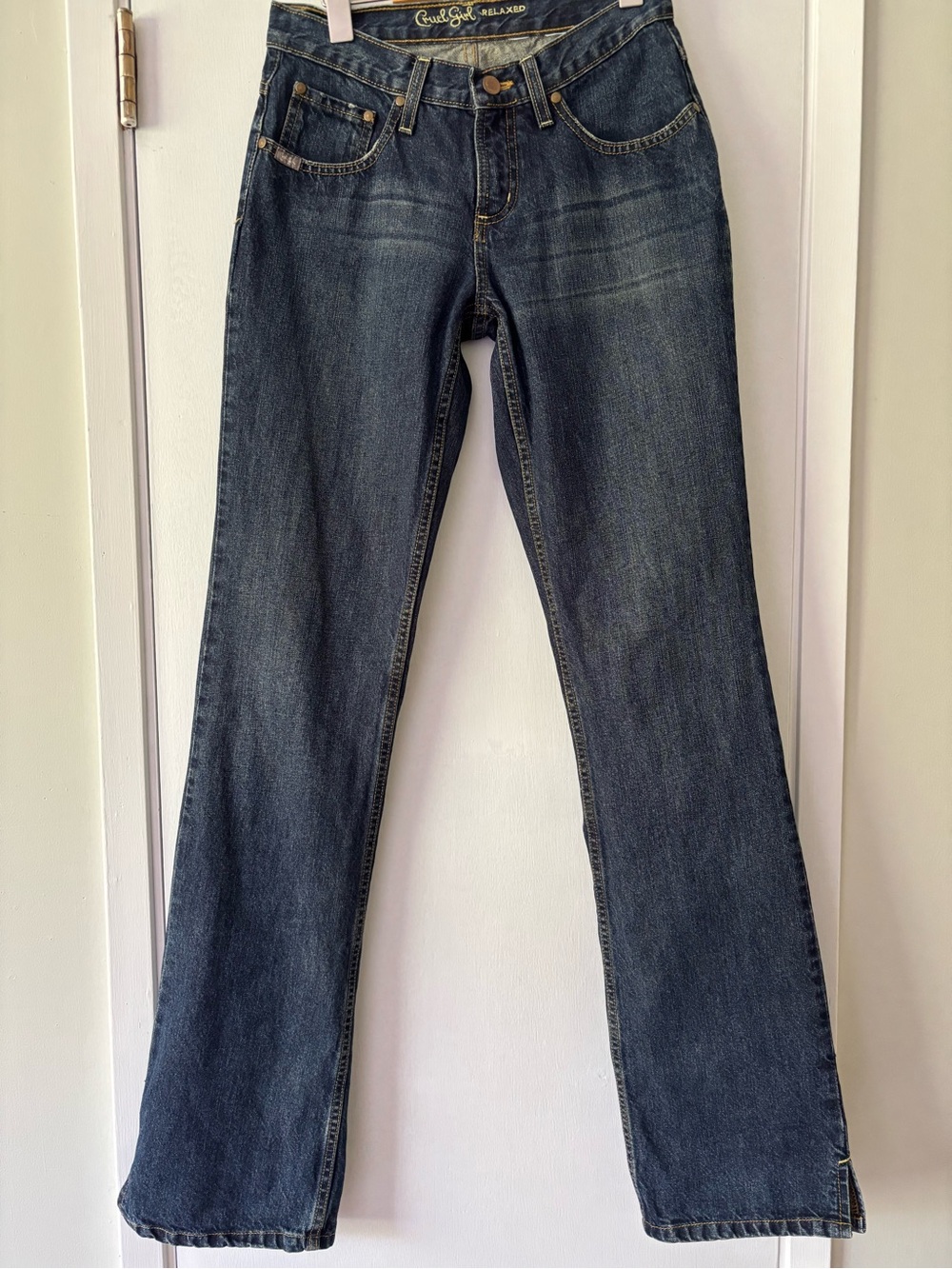 Cruel Girl Y2K Low Rise Bootcut Jeans Estimated W26 Tall Western Dark Wash